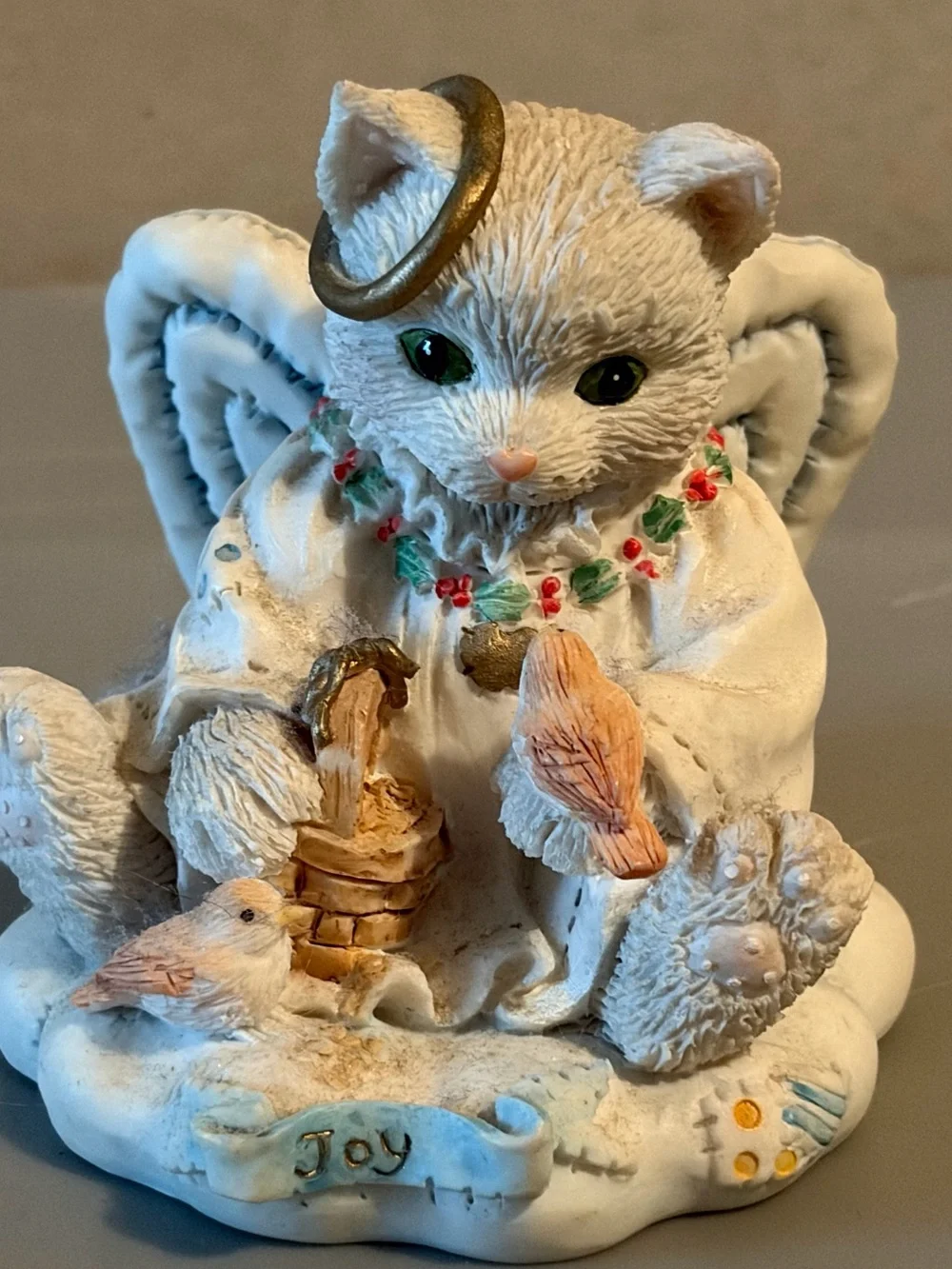 Vintage Calico Kittens “Joy To The World” Angel Cat Figurine